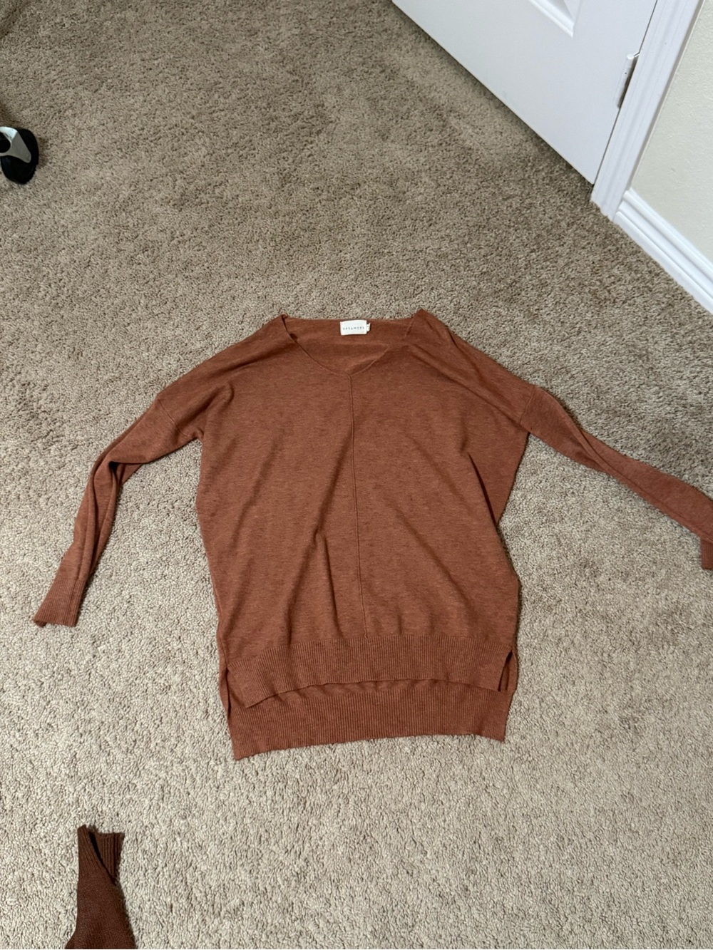 Dreamers V-Neck Sweater in Rust